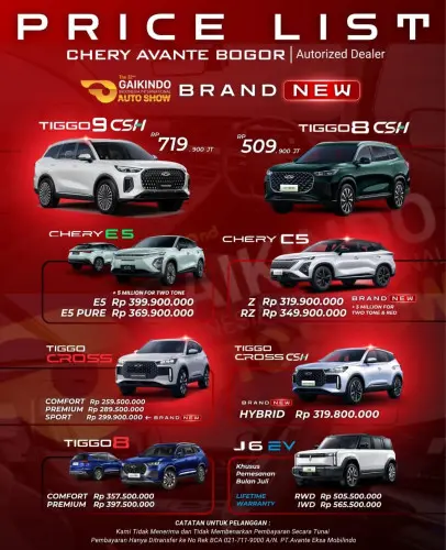 Pricelist Harga Chery lippocikarang 2025